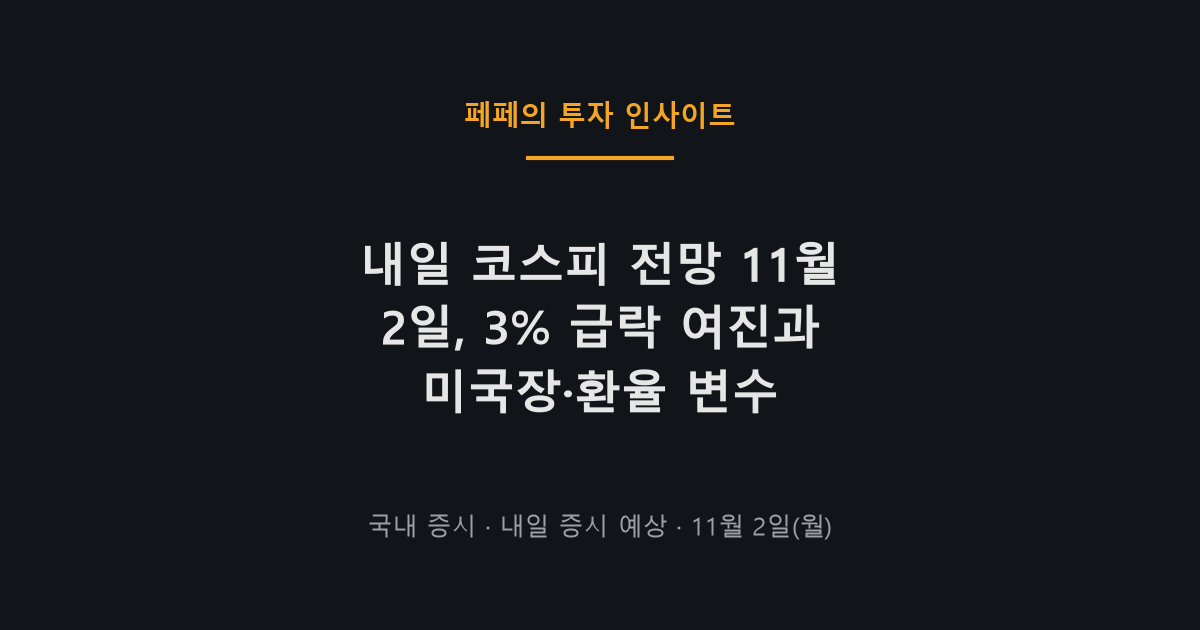 내일 코스피 전망 3% 급락 후 방향성, 미국장·환율 영향