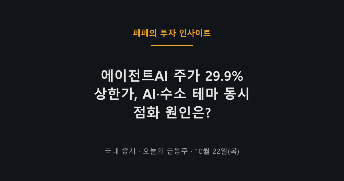 에이전트AI 주가 상한가 차트와 AI·수소 테마 상승