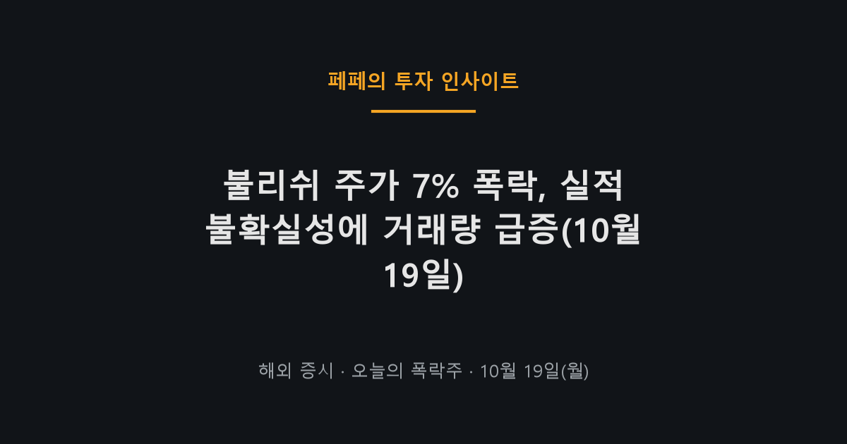 불리쉬 주가 7% 폭락 실적 발표 앞둔 변동성