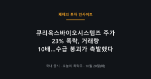 큐리옥스바이오시스템즈 주가 폭락 차트와 코스닥 시장