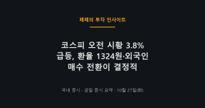 코스피 오전 시황, 외국인 매수와 환율 하락으로 급등한 10월 27일 주식시장