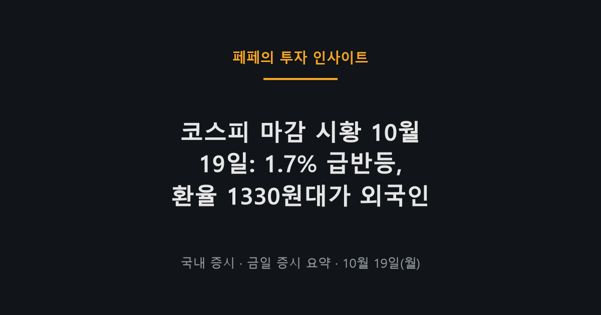 코스피 마감 시황 1.73% 급등, 환율 1330원대와 외국인 매수