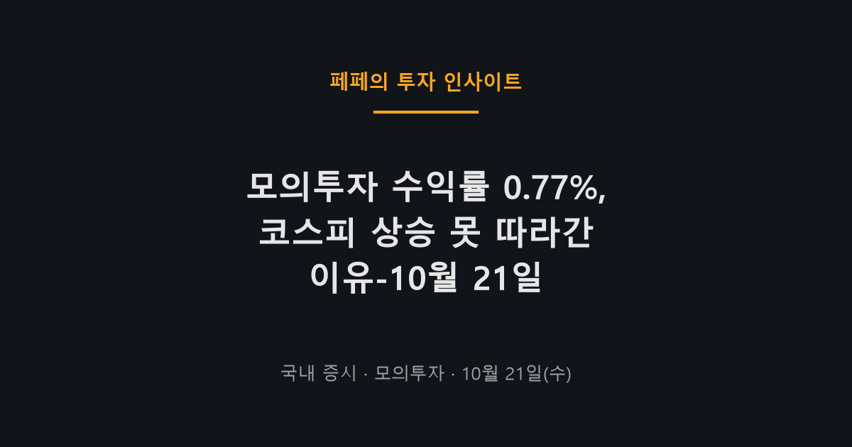 모의투자 수익률과 코스피 지수 변동이 대비되는 차트