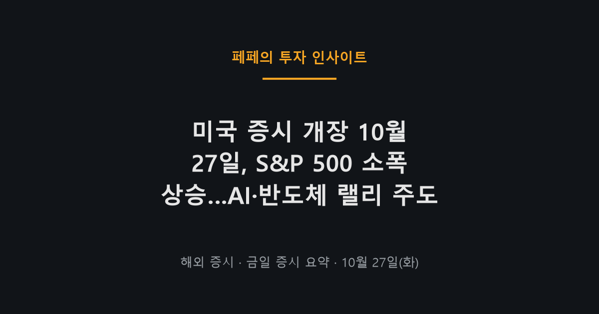 미국 증시 개장 초반 S&P500과 나스닥 지수 차트, 2026년 10월 27일