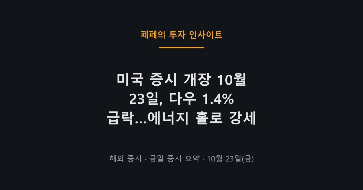 미국 증시 개장 다우 급락과 에너지주 강세