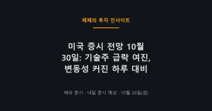 미국 증시 전망, 10월 30일 기술주 급락과 변동성 확대 대비