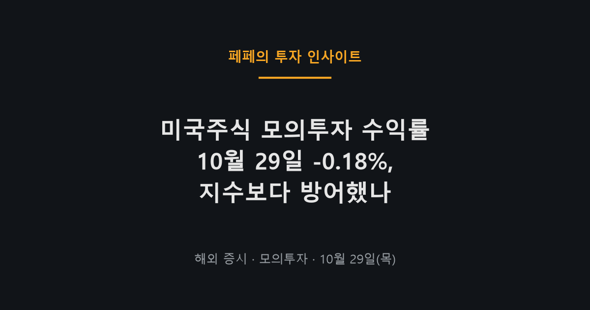 미국주식 모의투자 수익률 10월 29일 알파벳 쇼크 대응