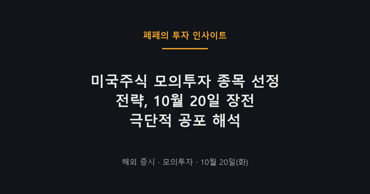 미국주식 모의투자 종목 전략과 시황, 10월 20일 아침