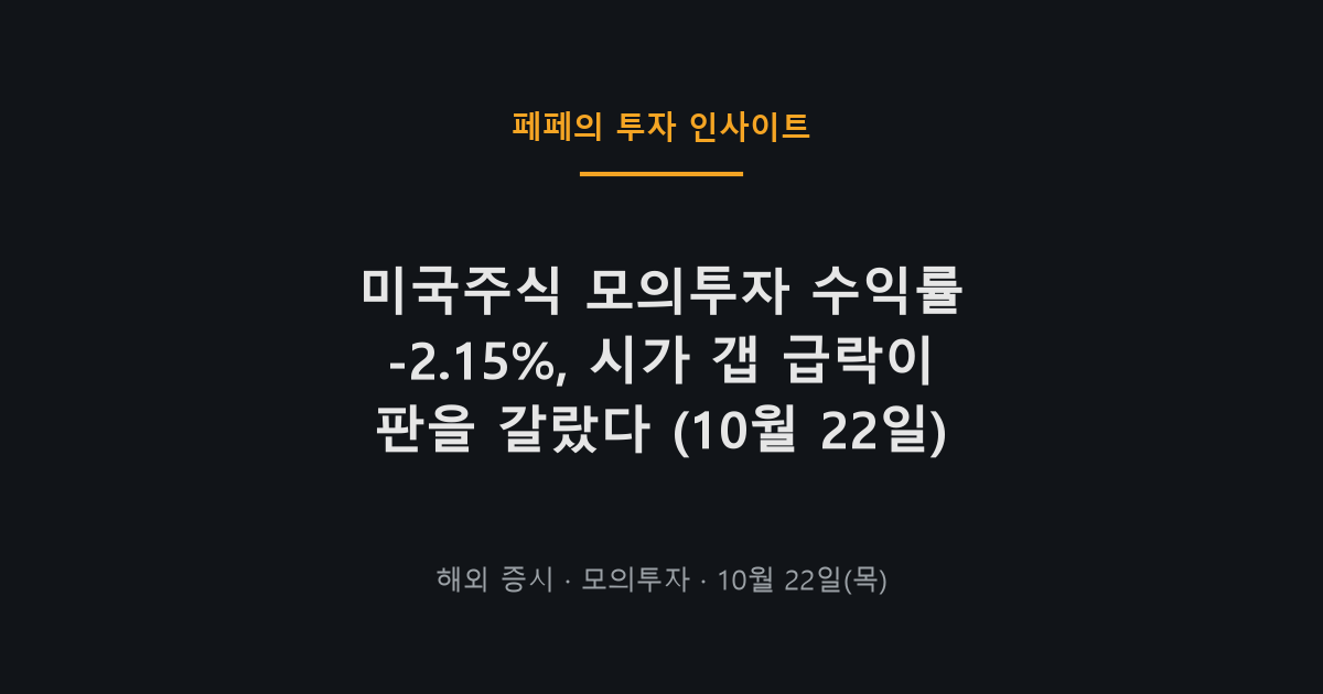 미국주식 모의투자 수익률 급락과 반도체주 매매 일지