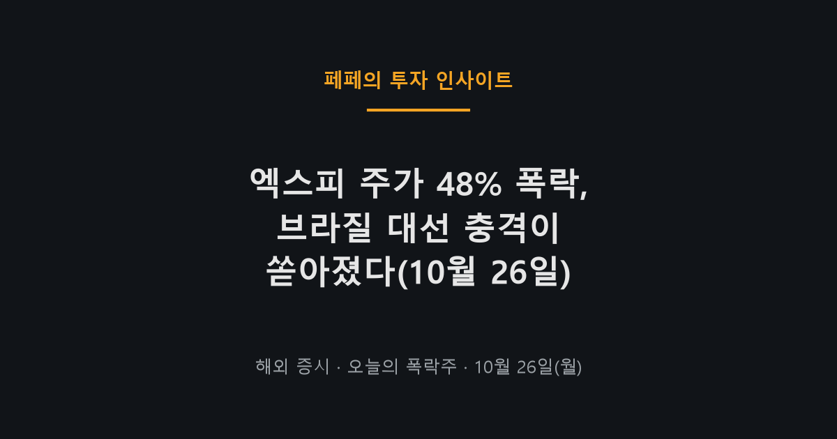 엑스피 주가 폭락과 브라질 대선 쇼크로 인한 금융주 급락 그래프